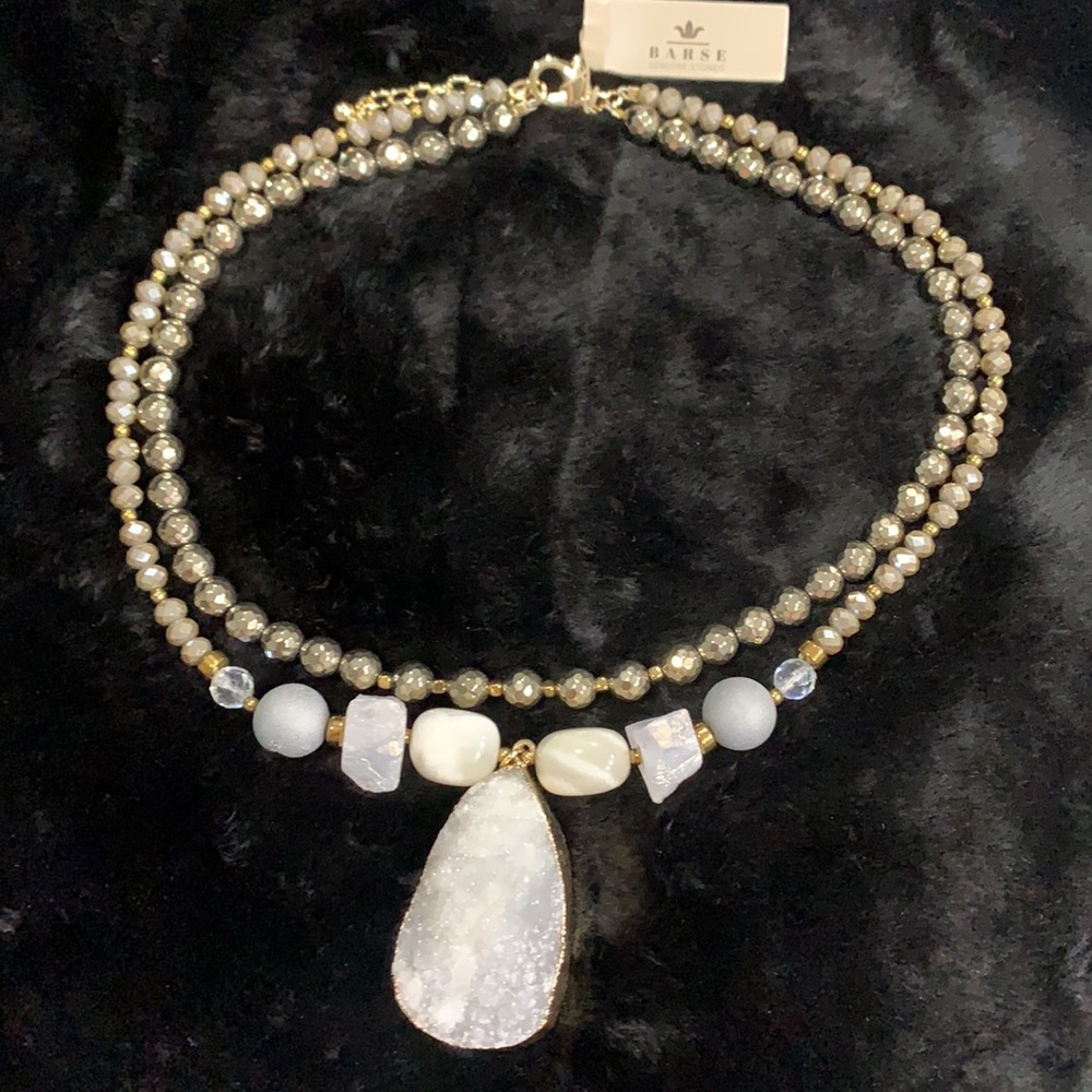 BARSE GENUINE STONES Hematite & Druzy NECKLACE!